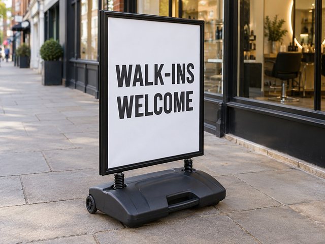 Wheeled swing sign