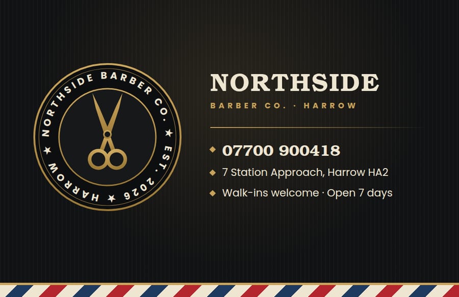 Matching black and gold barber business card